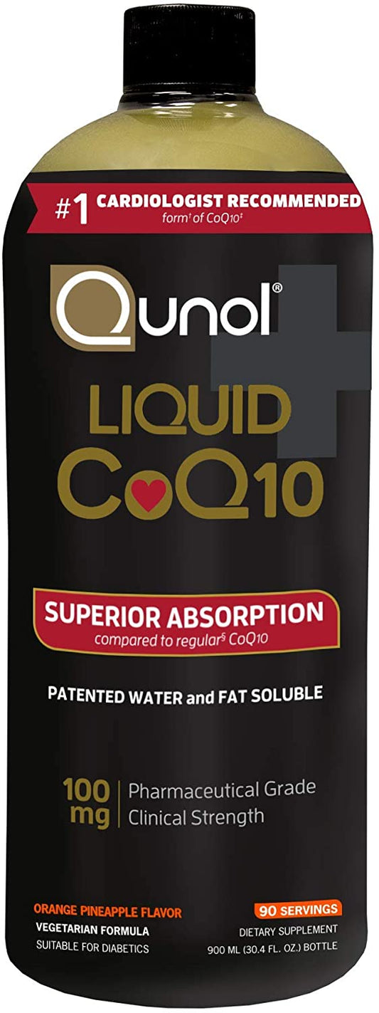 Qunol Liquid CoQ10 Superior Absorption 100mg Antioxidant for Heart Health | Orange Pineapple Flavor - 30.4 fl.oz / 900ml