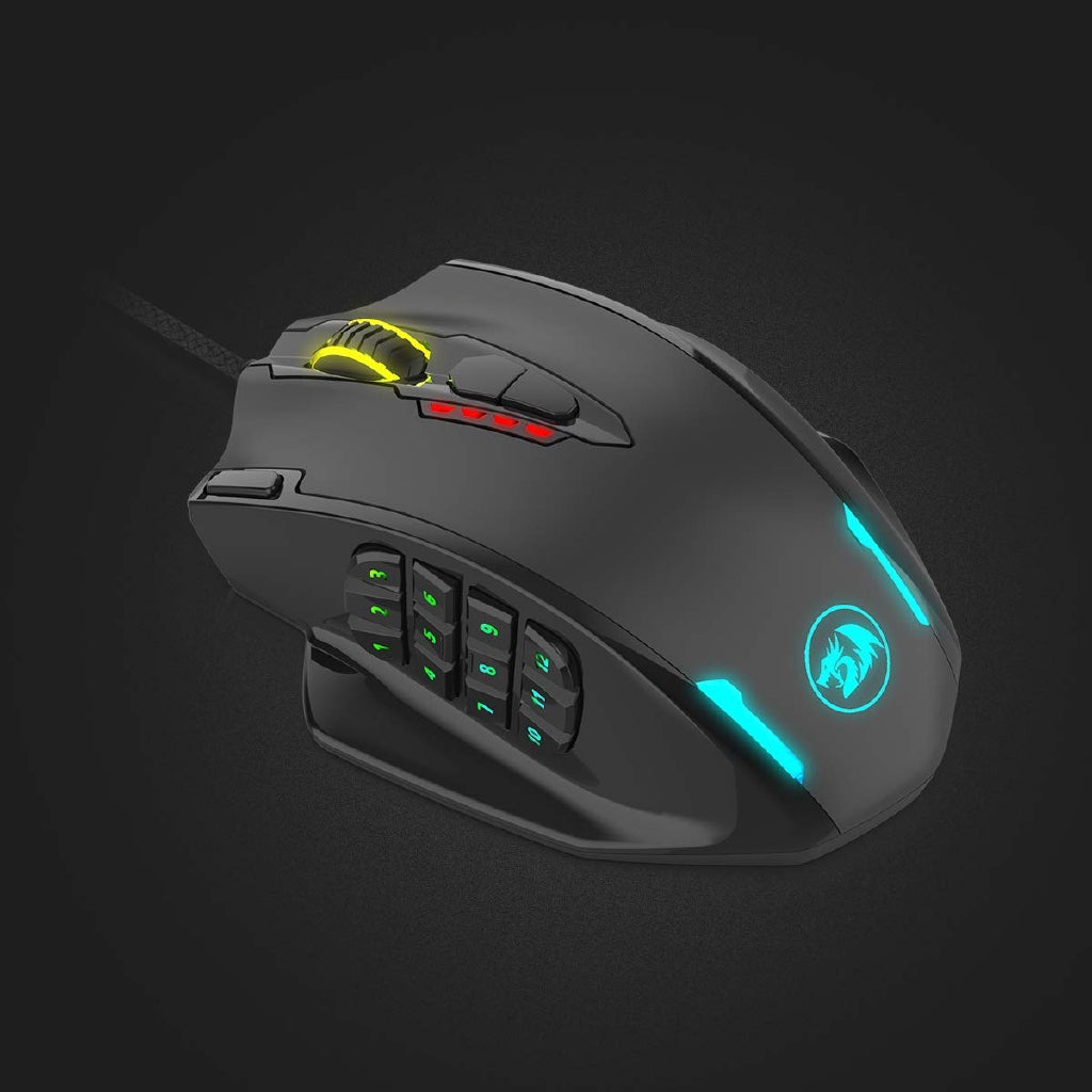 Redragon M908 Impact RGB LED Gaming Mouse w Side Buttons Laser Wired 12400DPI