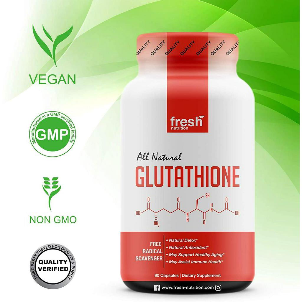 Fresh Nutrition All Natural Glutathione Supplement, Vegan Friendly, Non GMO, 90 Capsules