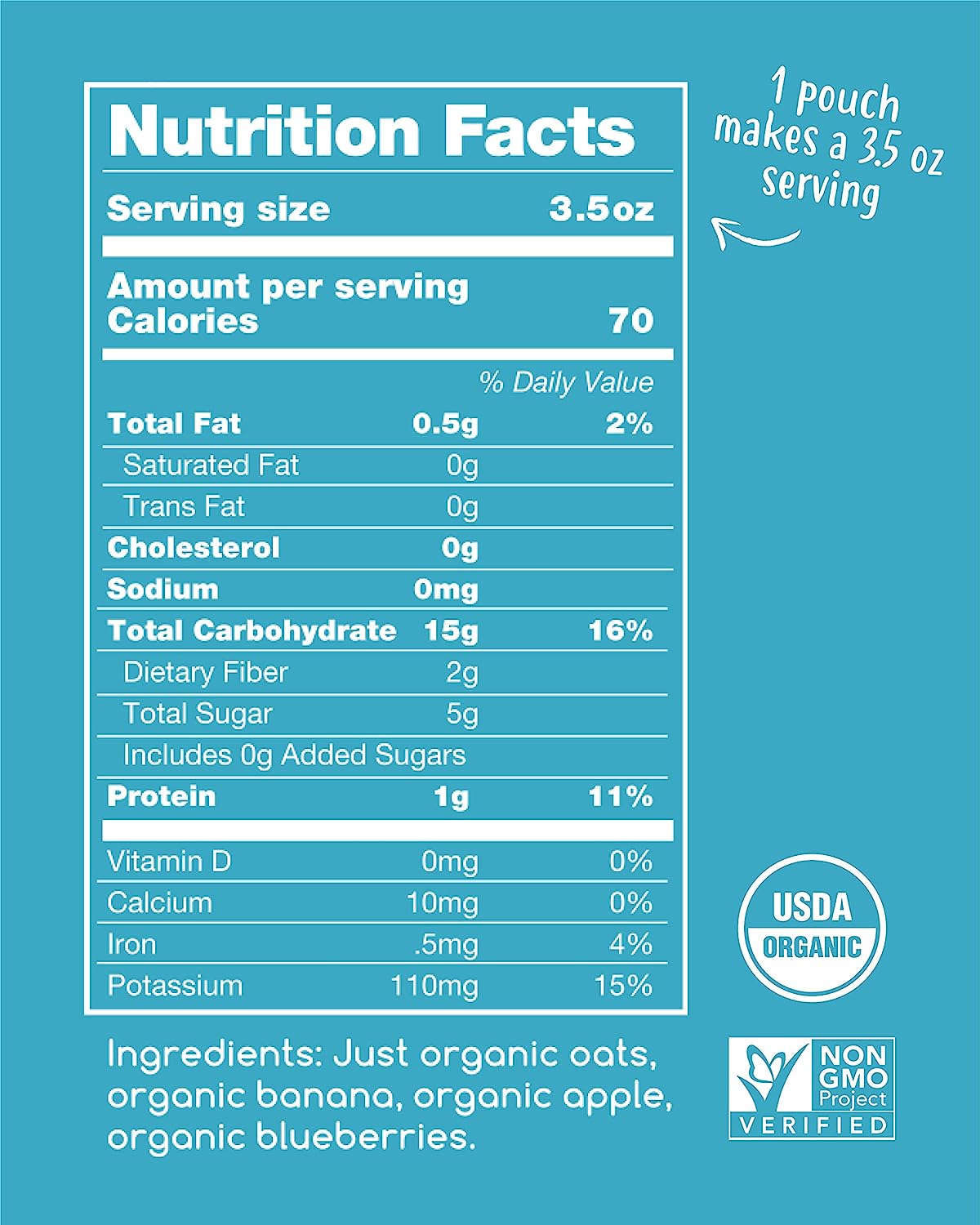 Amara Organic 6 Months+ Baby Food No Added Sugar Oats n' Berries 0.63 Oz / 18g