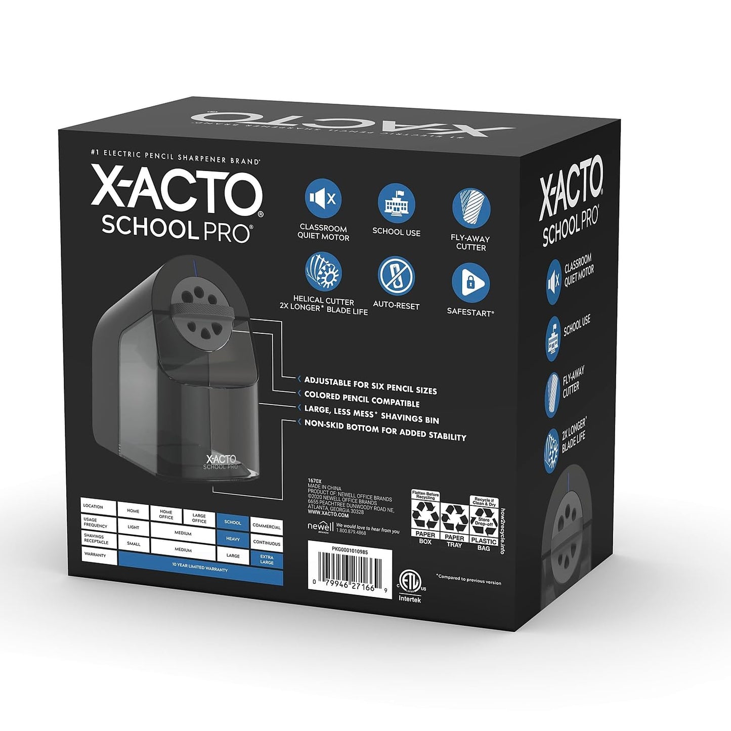 X-ACTO School Pro Classroom Electric Pencil Sharpener, Black