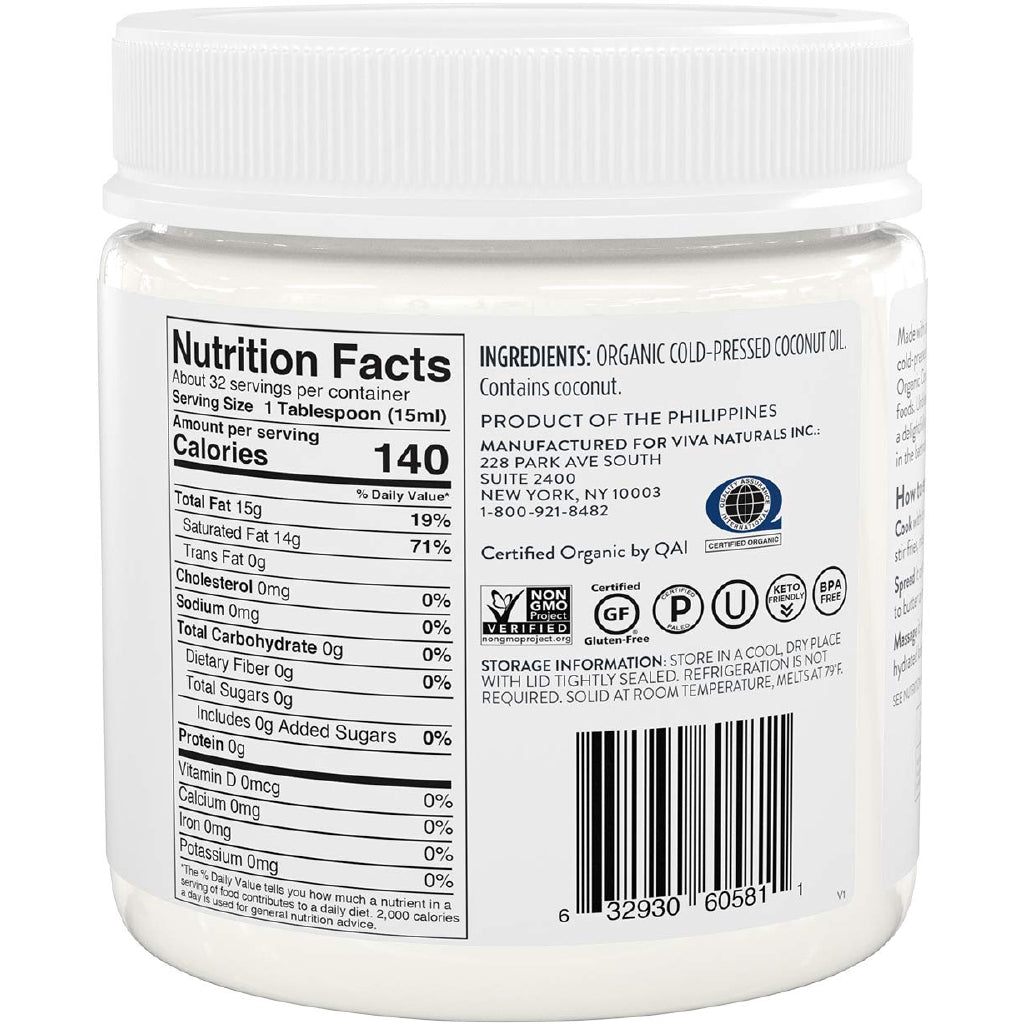 Viva Naturals Organic Extra Virgin Coconut Oil, 16 oz