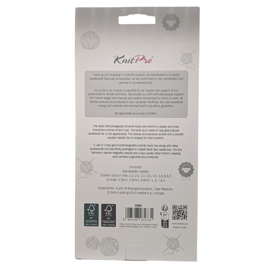 KnitPro Oasis Rose Gold Interchangeable Crochet Hooks Set