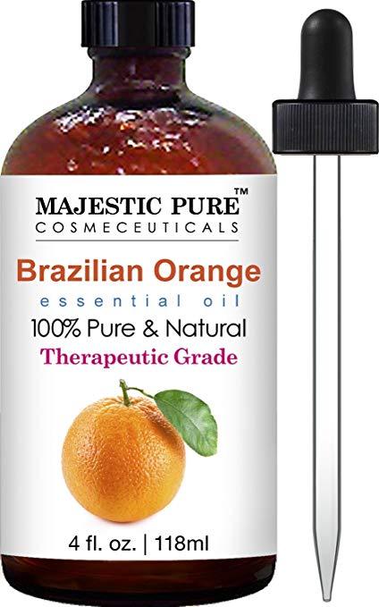 Majestic Pure Brazilian Orange Essential Oil, 100% Pure & Natural Therapeutic Grade, 4 fl.oz / 118ml