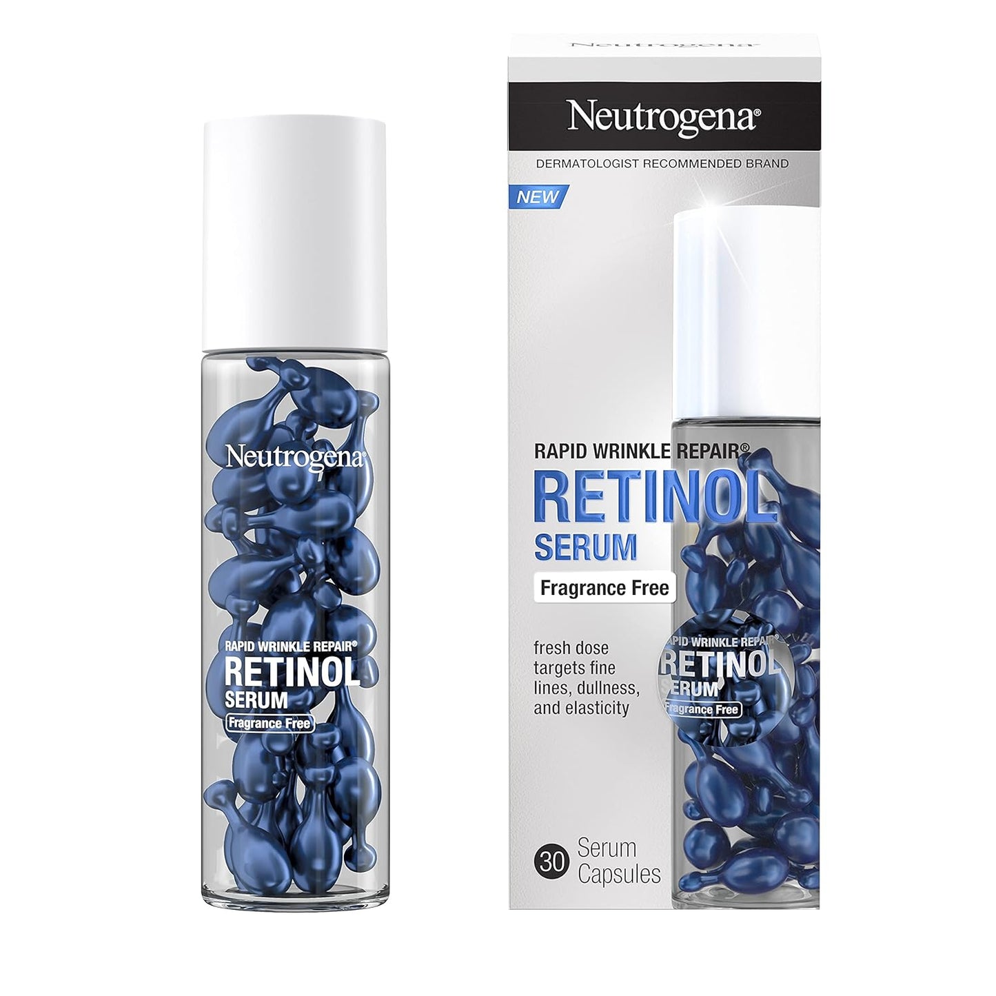 Neutrogena Rapid Wrinkle Repair Retinol Serum, Fragrance Free, 30 Serum Capsules