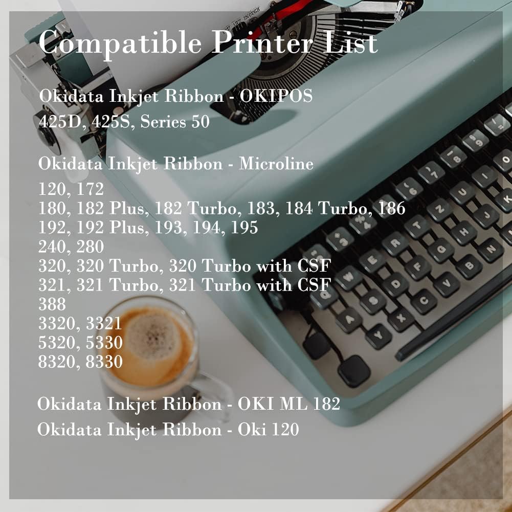 Okida Compatible Processing Seamless Black Ribbon 182/320/390 (6-Pack)