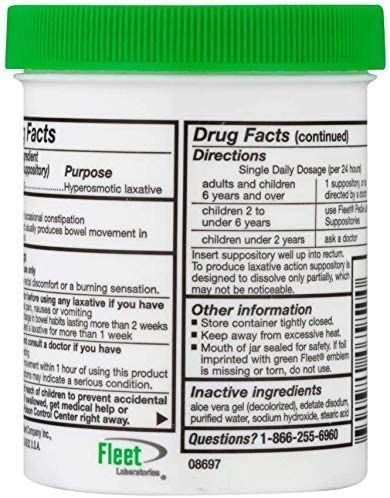 Fleet Adult Glycerin Suppositories Gentle and Effective, 50 Count