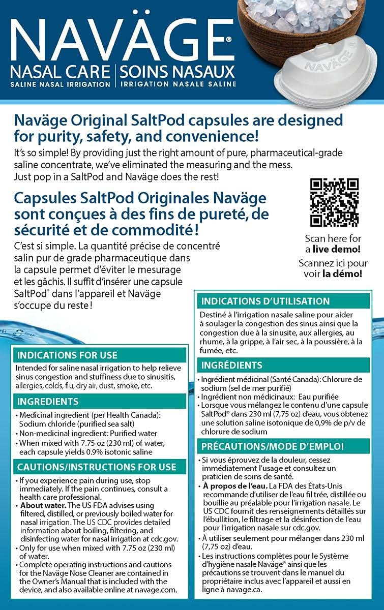 Navage Nasal Care SaltPod Original, 1 Pack 30 Saline Concentrate Capsules