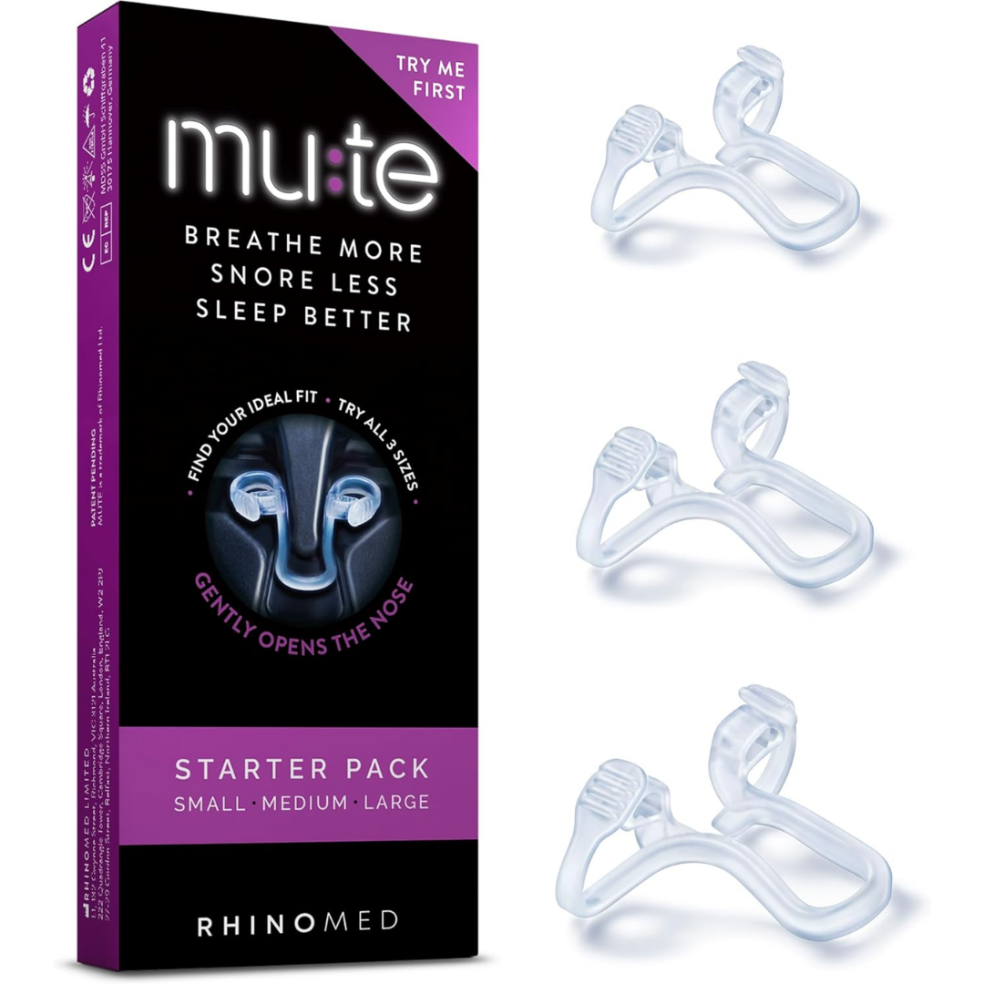Rhinomed | Mute Nasal Dilator for Snore Reduction Aid Solution 1 Trial Pack Small, Medium, Large