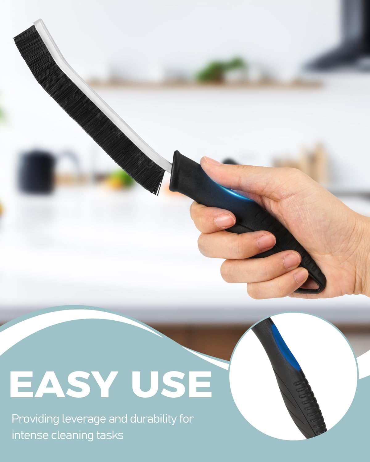 SXhyf Cleaning Brush Hard Bristle Crevice Cleaning Black Handle, 3 Count