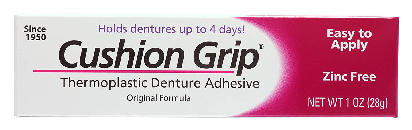 Cushion Grip Thermoplastic Denture Adhesive for Refitting Dentures, 1 oz (Packaging may Vary)