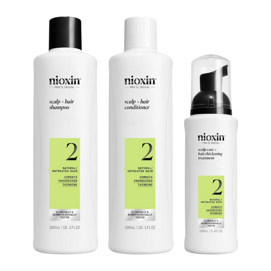 Nioxin System 2 Hair Care Kit for Natural Hair with Progressed Thinning 3 Steps (Packaging May Vary)