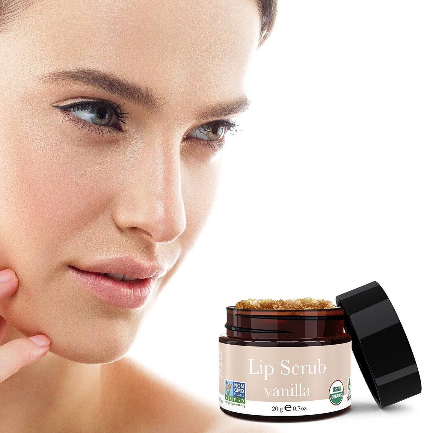 Beauty by Earth Organic Vanilla Sugar Lip Scrub, Exfoliator & Moisturizer, 20 g