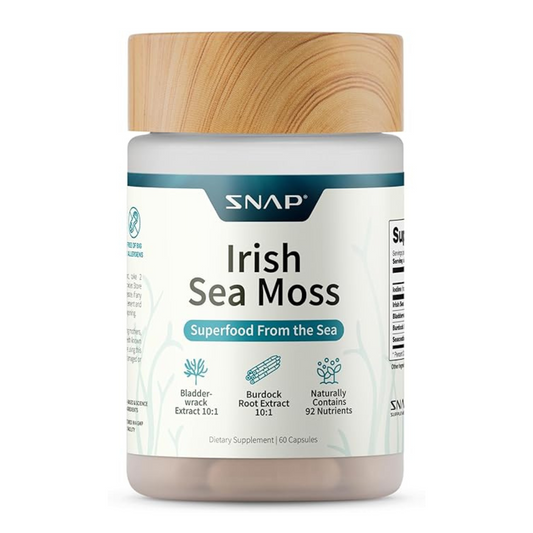 SNAP Irish Sea Moss Superfood Bladderwrack, Burdock Root Extract Dietary Supplements 60 Capsules