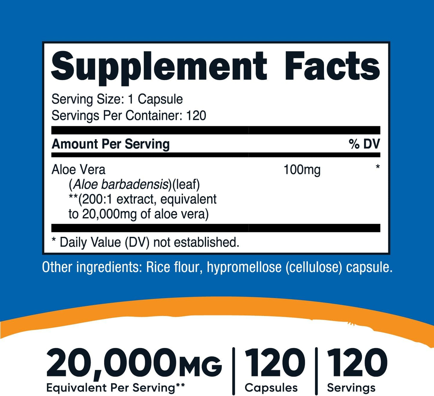 Nutricost Aloe Vera 20,000mg Supplement 120 Capsules
