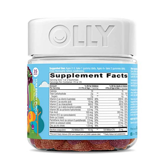 OLLY Kids Multi + Probiotic Gummy Multivitamin, 35 Day Supply (70 Gummies)