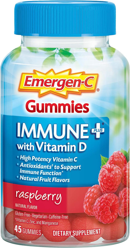 Emergen-C Immune + with Vitamin D, Raspberry (45 Gummies)