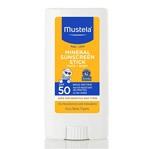 Mustela Baby-Child Mineral Sunscreen Stick Face + Body SPF 50 Broad Spectrum Ultra Sheer  0.6 Oz (17 g)