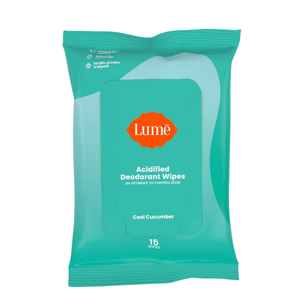 Lume Acidified Deodorant Wipes Cool Cucumber 15 Wipes
