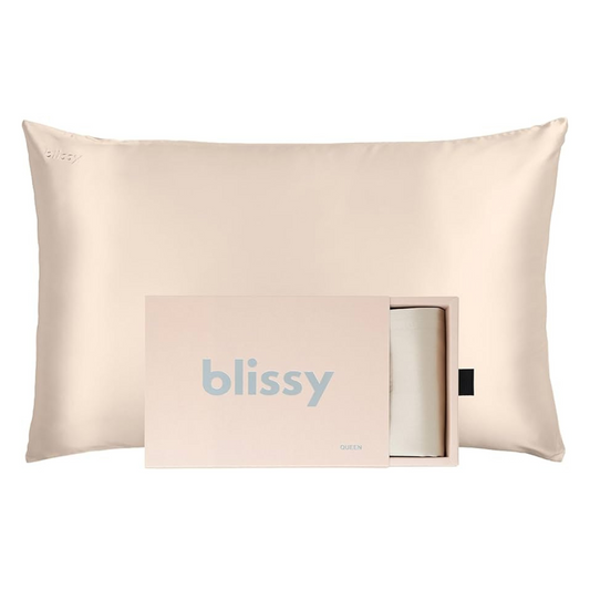 Blissy 100% Pure Mulberry Silk Pillowcase with Hidden Zipper (Queen, Champagne)