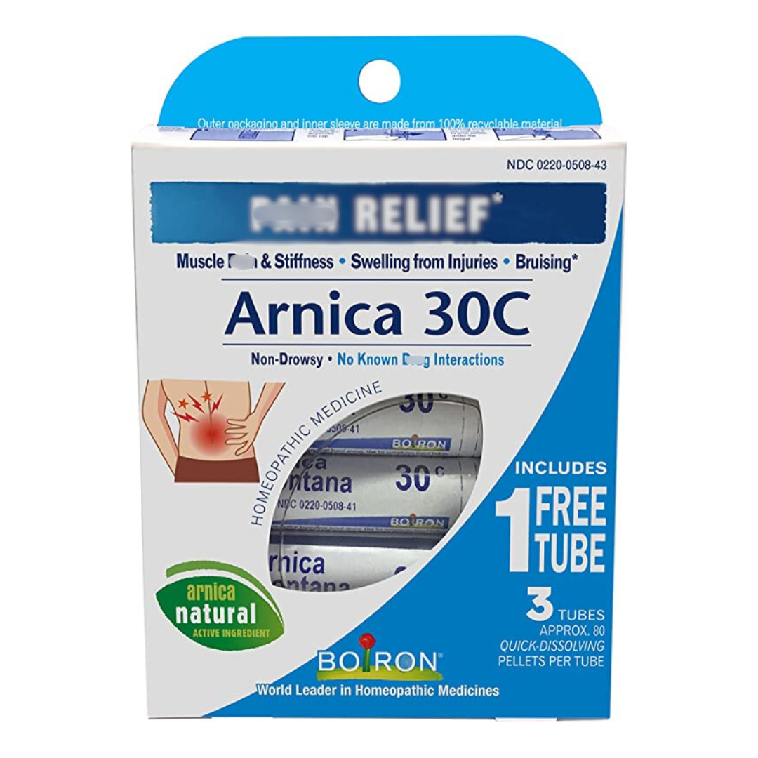 Boiron Arnica Montana 30C Meltaway Pellets Homeopathic Medicine Relief, 3 Tubes Approx. 80 Pellets per tube (Packaging May Vary)