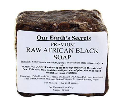 Our Earth's Secrets Premium Raw African Black Soap, 1 lb. / 454g