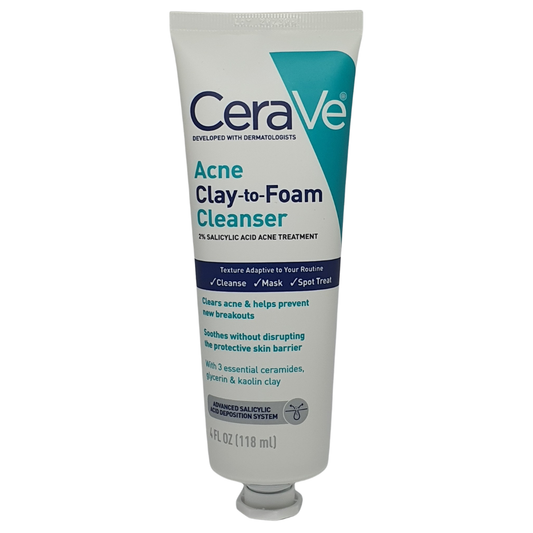 CeraVe Acne Clay-to-Foam Cleanser, 4 oz / 118 ml