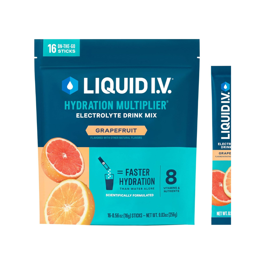 Liquid IV Hydration Multiplier Electrolyte Drink Mix Grapefruit 16 Sticks