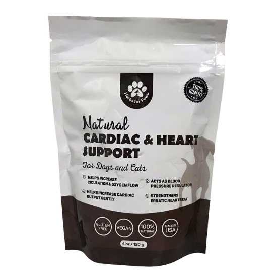Herbs for Paws Natural Cardiac & Heart Support Powder Supplement for Dogs & Cats, 4 oz. / 120g