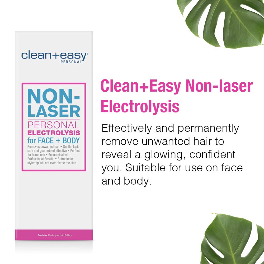 Clean + Easy Personal Non-Laser Personal Electrolysis for Face + Body Removes Unwanted Hair for Home Use