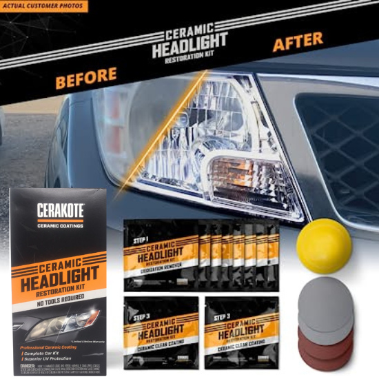 Cerakote Ceramic Headlight Restoration Kit Complete Car Kit Superior UV Protection