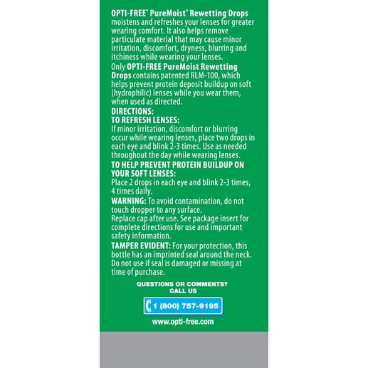 Opti-Free Puremoist Rewetting Drops, 0.4 fl.oz / 12ml
