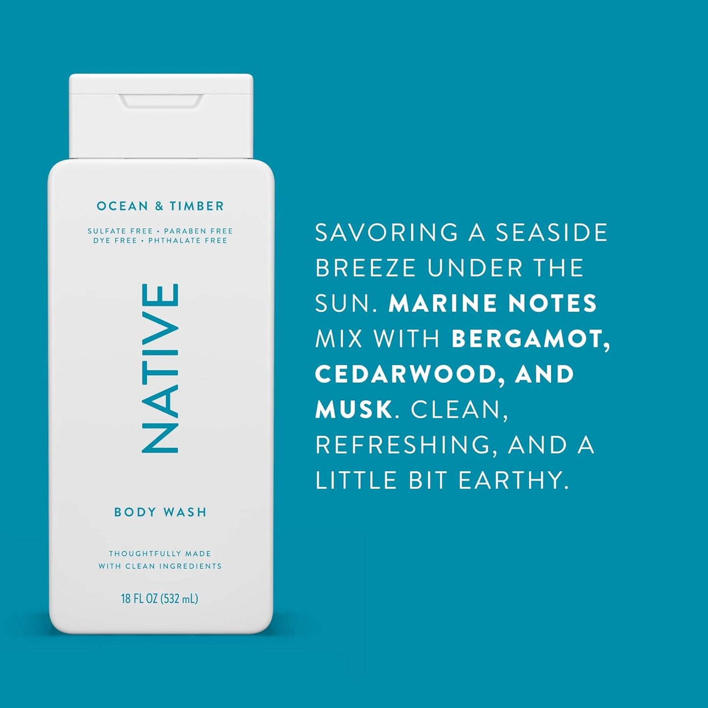 Native Body Wash  - Ocean & Timber 18 oz