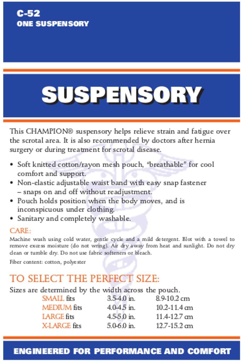 Champion Scrotal Suspensory Medium Mesh Pouch, Breathable & Non-Elastic (C-52), Medium