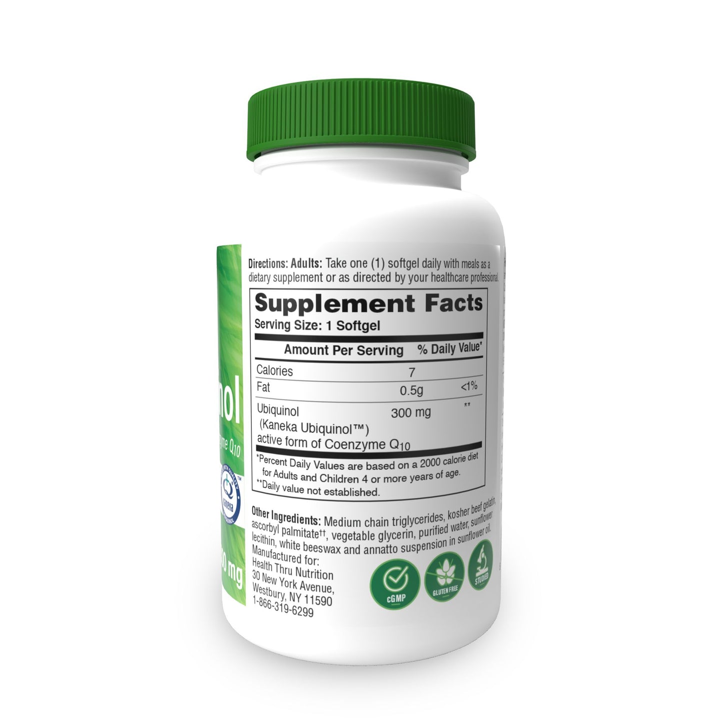 Health Thru Nutrition Ubiquinol (Kaneka™) CoQ10 300mg (NON-GMO) 60 Softgels Superior Absorption