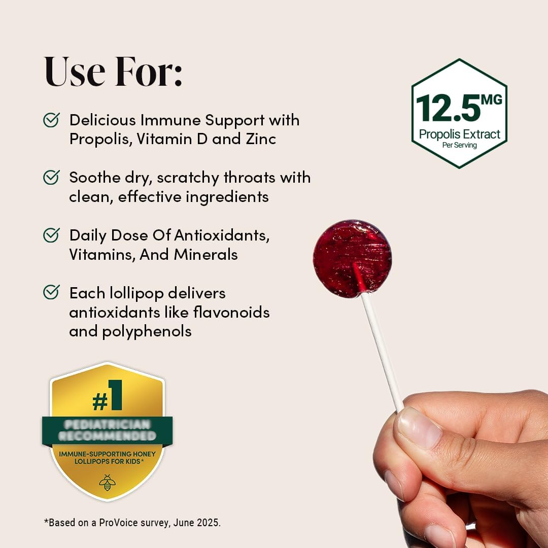 Beekeeper's Naturals Throat Soothing Pops for Ages 3+, 15 Count