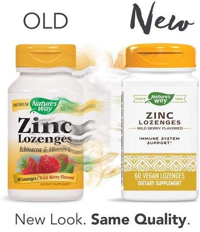 Nature's Way Zinc Lozenges Echinacea & Vitamin C (60 Lozenges - Wild Berry Flavored)