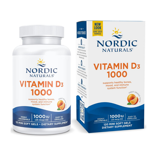 Nordic Natural Vitamin D3 1000IU Great Orange Taste Supplement - 120 Mini Soft Gels