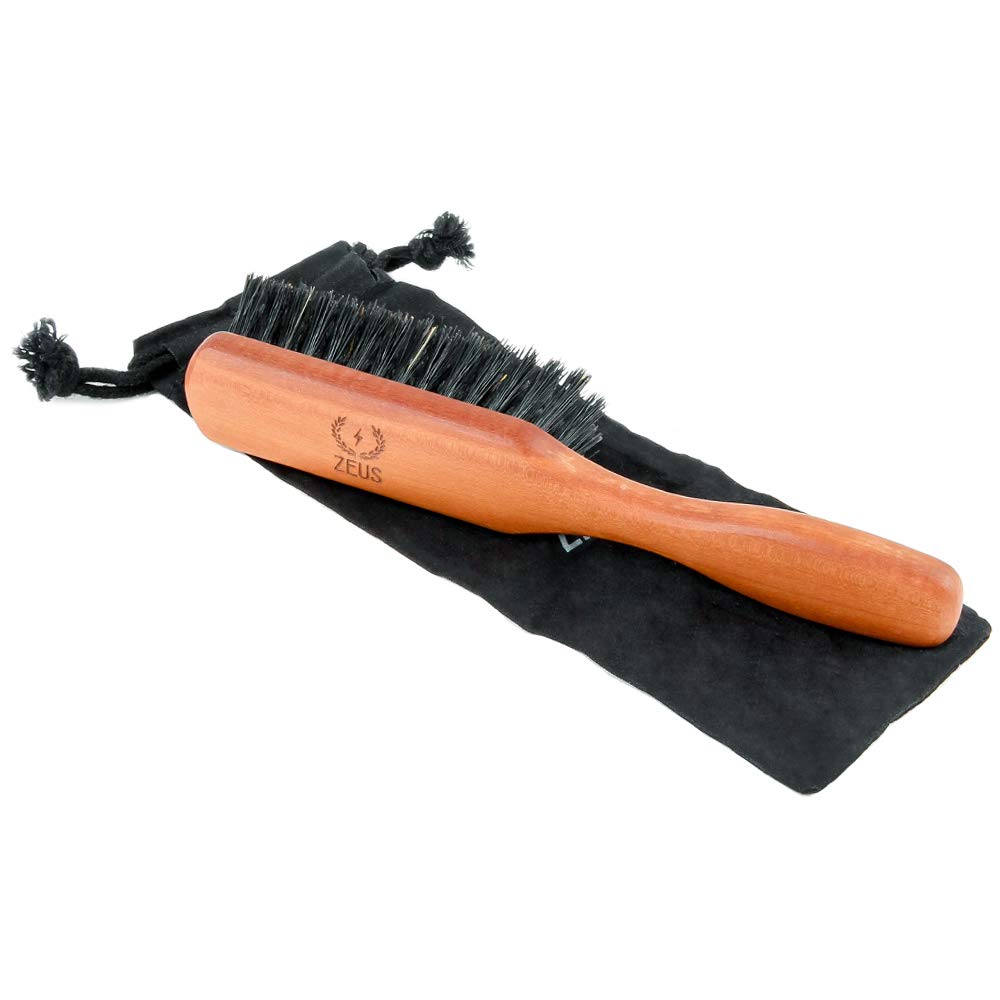 ZEUS Beard Brush with 100% Medium Firm Boar Bristles
