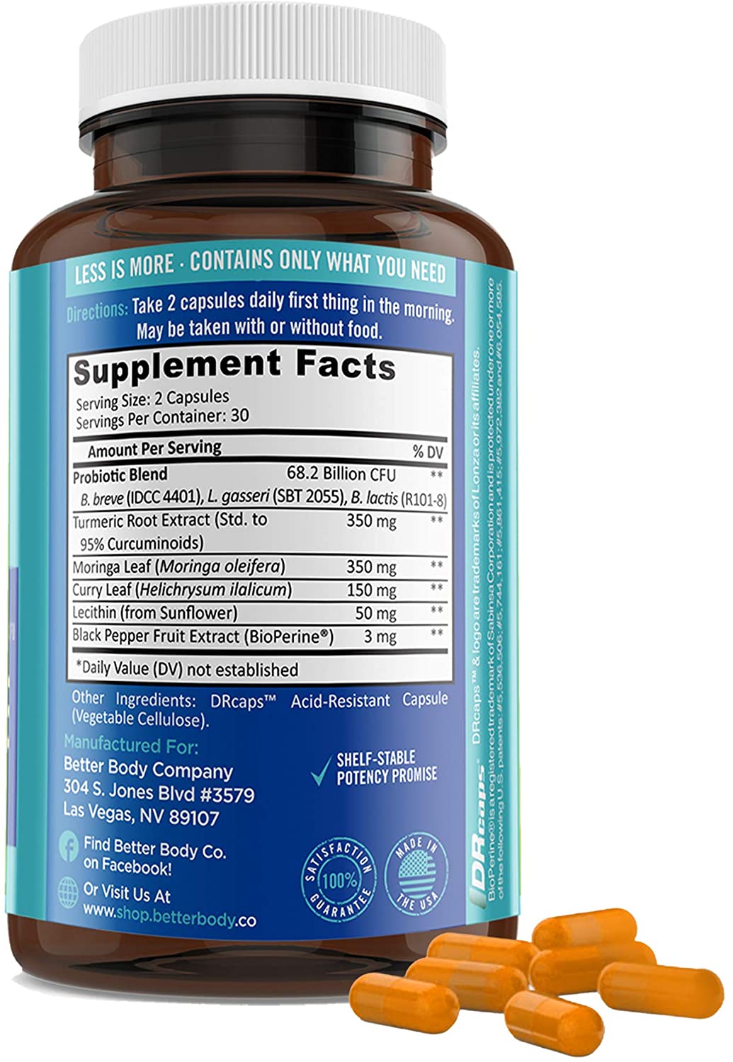 Better Body Co. Provitalize, Natural Probiotic & Weight Management Supplement, 60 Capsules