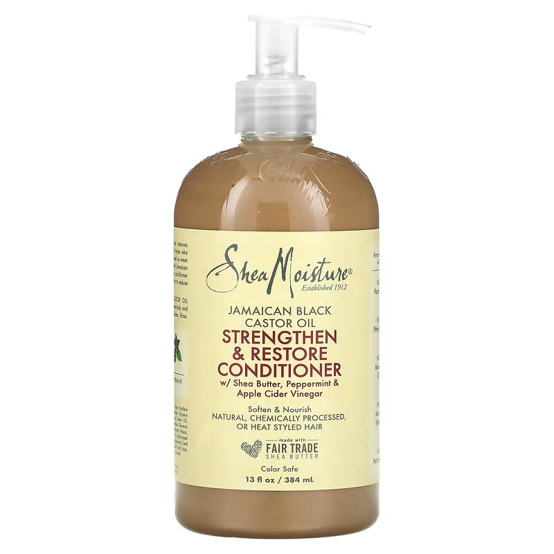 SheaMoisture Jamaican Black Castor Oil Strengthen & Restore Hair Conditioner with Shea Butter, Peppermint and Apple Cider Vinegar 13 Oz (384ml)