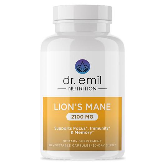 Dr. Emil Nutrition Organic Lions Mane Mushroom 2100 mg 90 Vegetable Capsules (Packaging may vary)