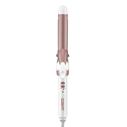 Conair Double Ceramic 1" Curling Iron with Cool Tip for Easy Handling, Dual Voltage, White/Rose Gold