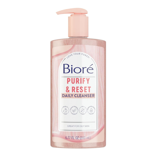 Biore Rose Quartz + Charcoal Daily Purifying Cleanser, 6.77 fl.oz / 200ml