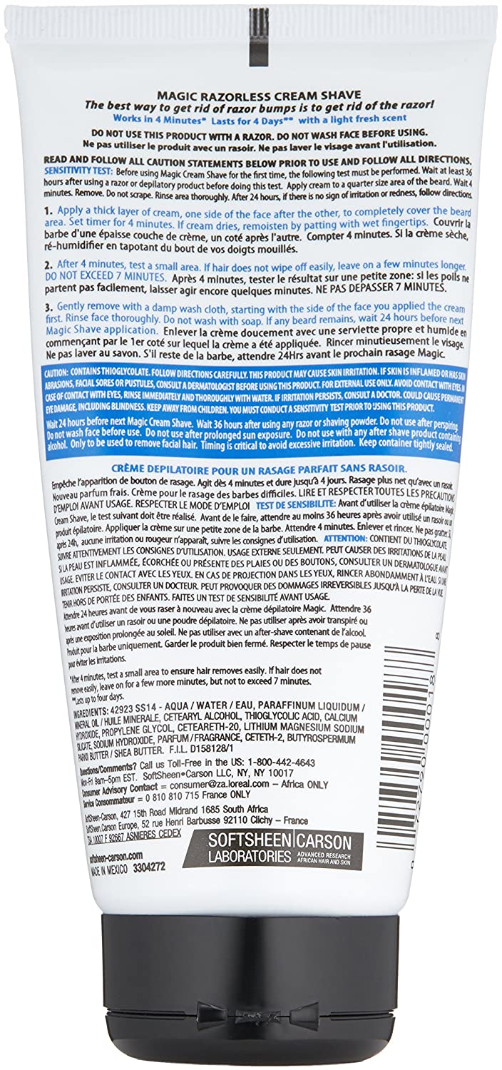 Softsheen Carson Magic Razorless Shave Cream Regular Strength, 6 oz