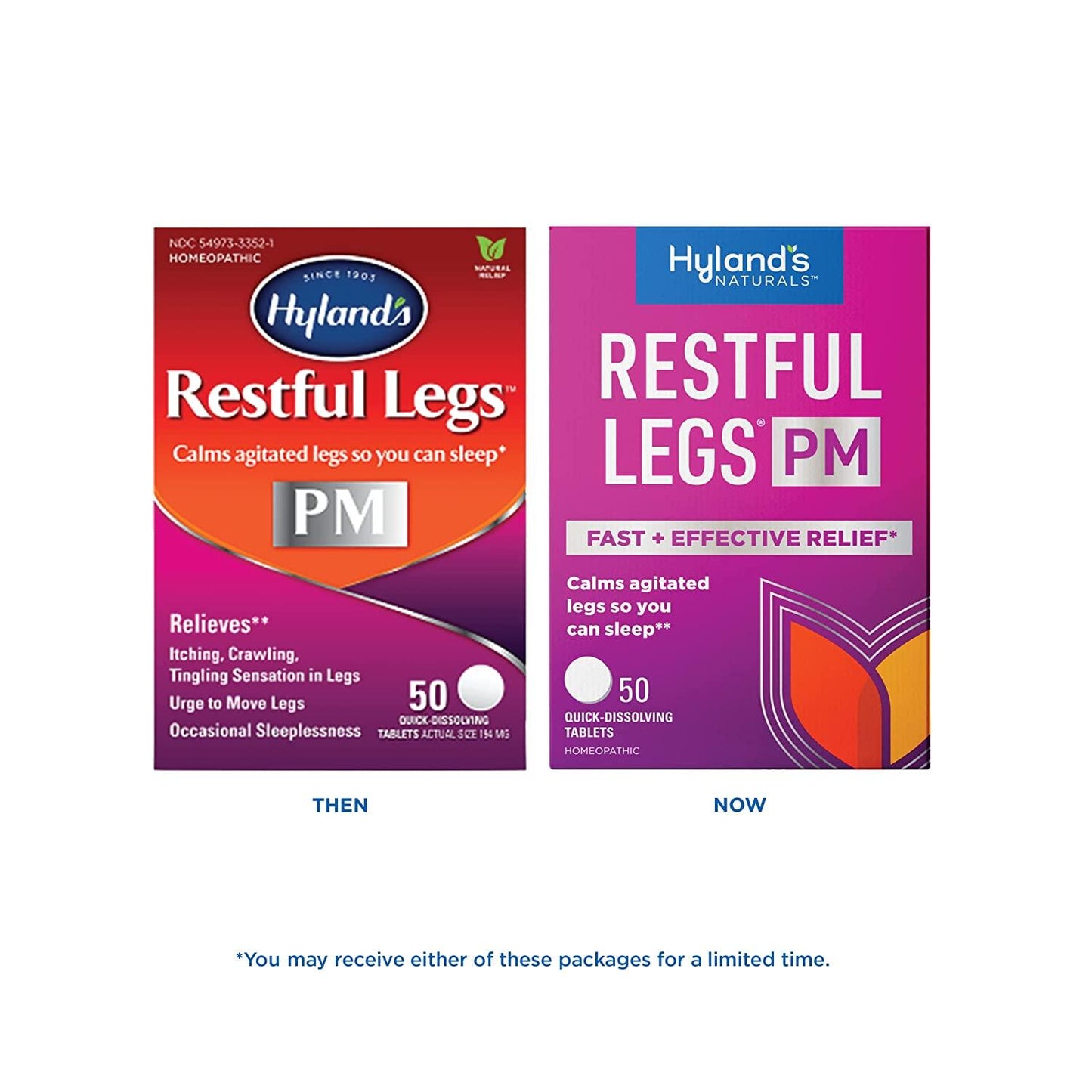Hyland's Restful Legs Nighttime PM Tablets, 50 Count (Calms Agitated Legs So You Can Sleep)
