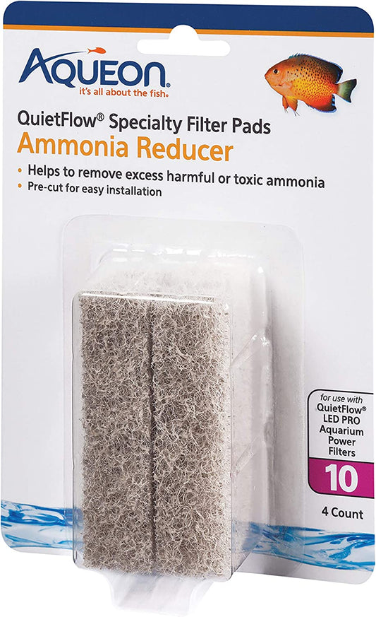 Aqueon Quiet Flow Specialty Filter Pads Ammonia Reducer Aquarium Power Filters - 4 Count