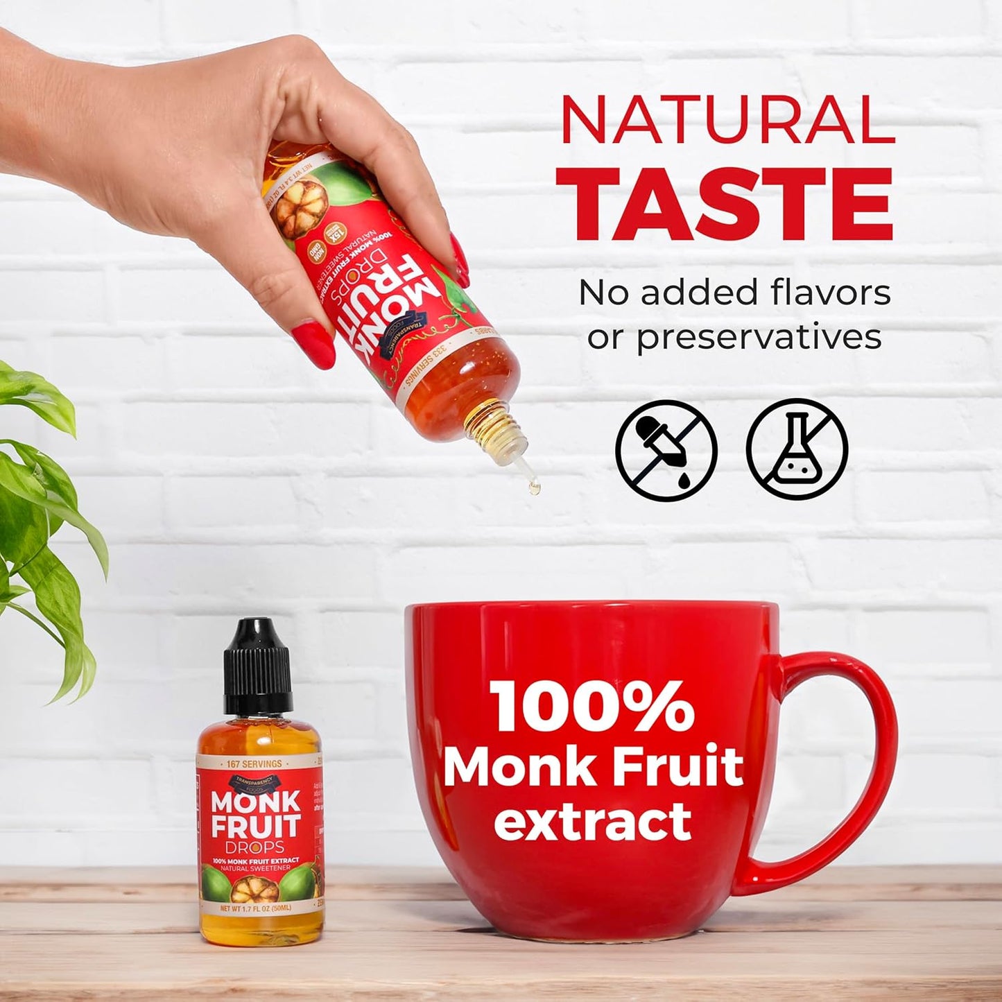 Monk Fruit Drops 100% Monk Fruit Extract Natural Sweetener, 50 ml / 1.7 oz.