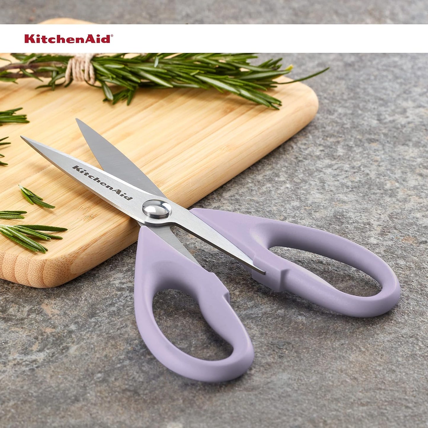 KitchenAid All Purpose Kitchen Shears Durable Stainless Steel Scissors Lavendar Cream Color, ( 8.72 Inches )