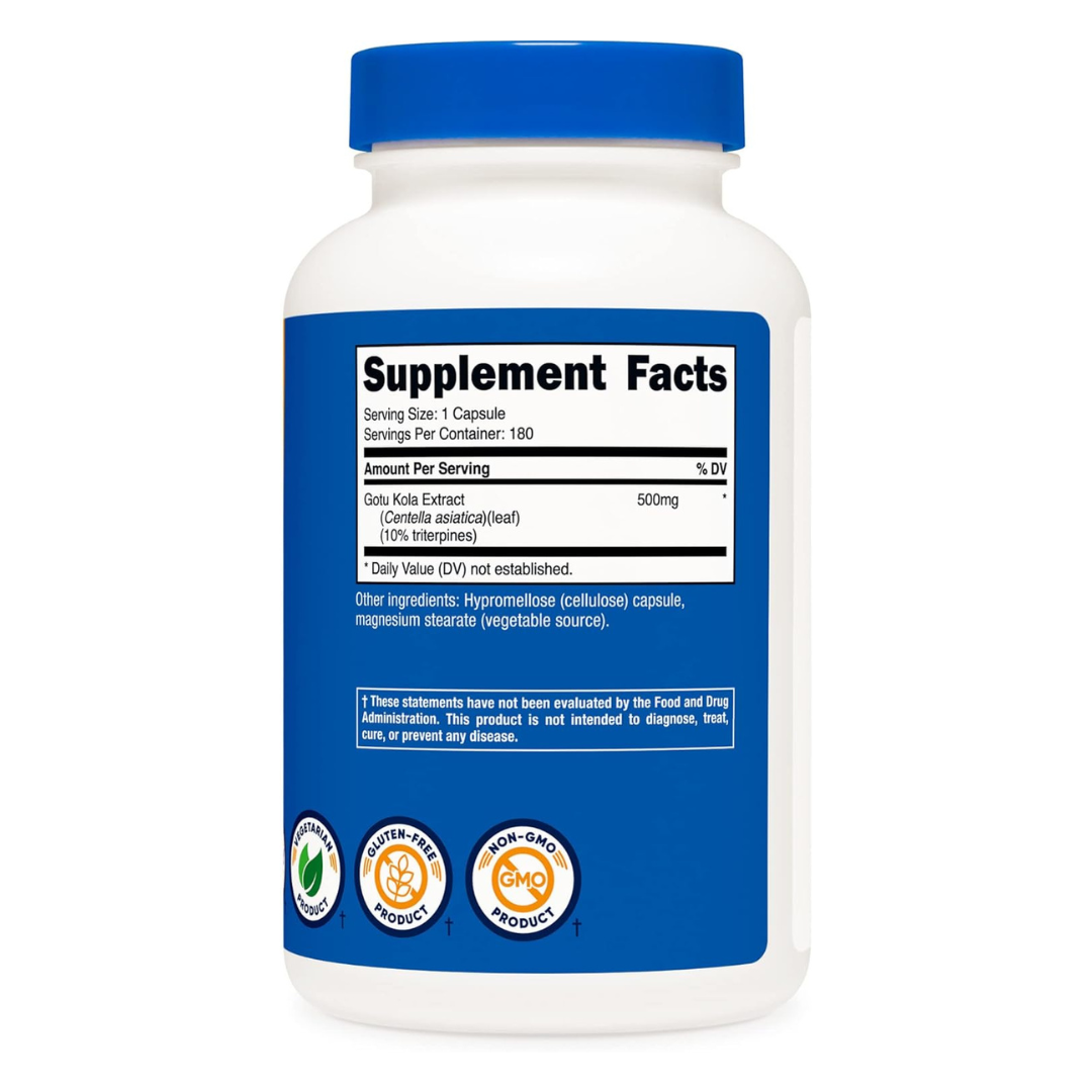Nutricost Gotu Kola 500mg Supplement 180 Capsules